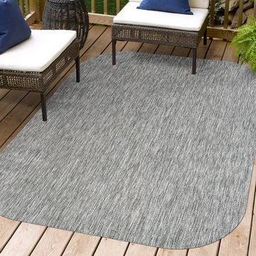 Miles Modern Minimalist Radius Corner Solid Indoor/Outdoor Area Rug
